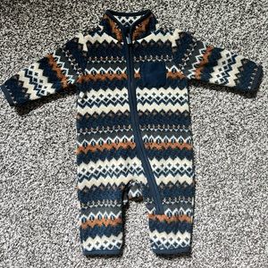 Old Navy 0-3 Month Fleece “Fair Isle” Bunting/ Onesie